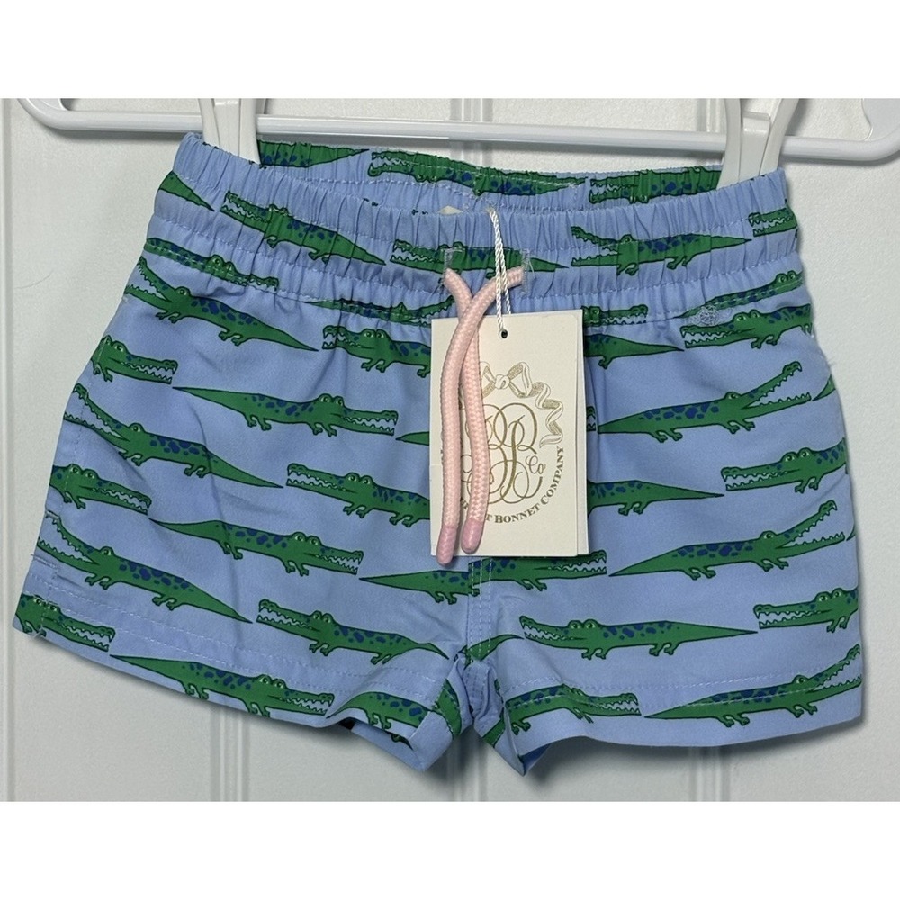 The Beaufort Bonnet Company Tortola Swim Trunks See Ya Later Alligator 6-12M NWT